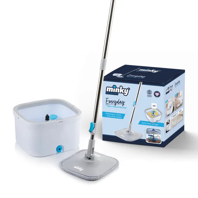 minky-everyday-spin-mop-bucket-with-replacement-head-360-spin-system image 1