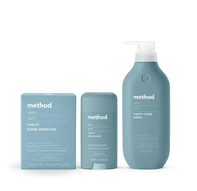 method-men-body-bundle-sea-surf-bar-soap-body-lotion-deodorant-set-26-65-oz image 1