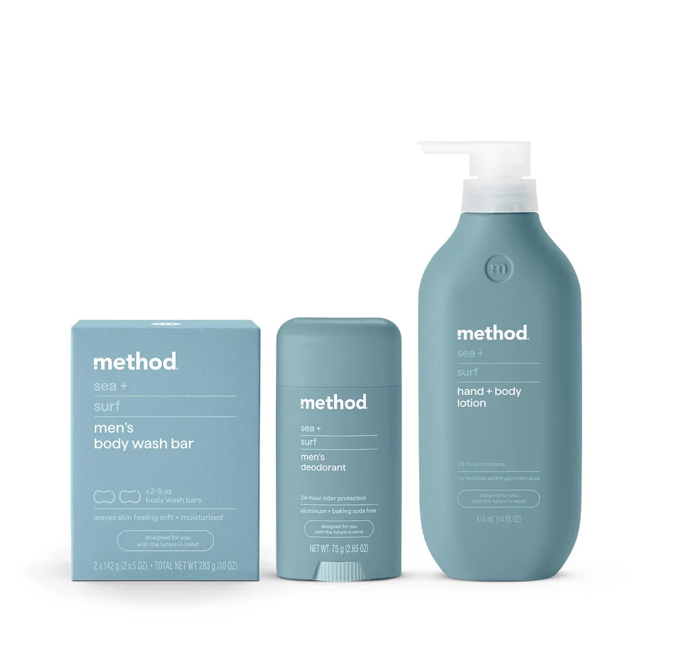 method-men-body-bundle-sea-surf-bar-soap-body-lotion-deodorant-set-26-65-oz image 1