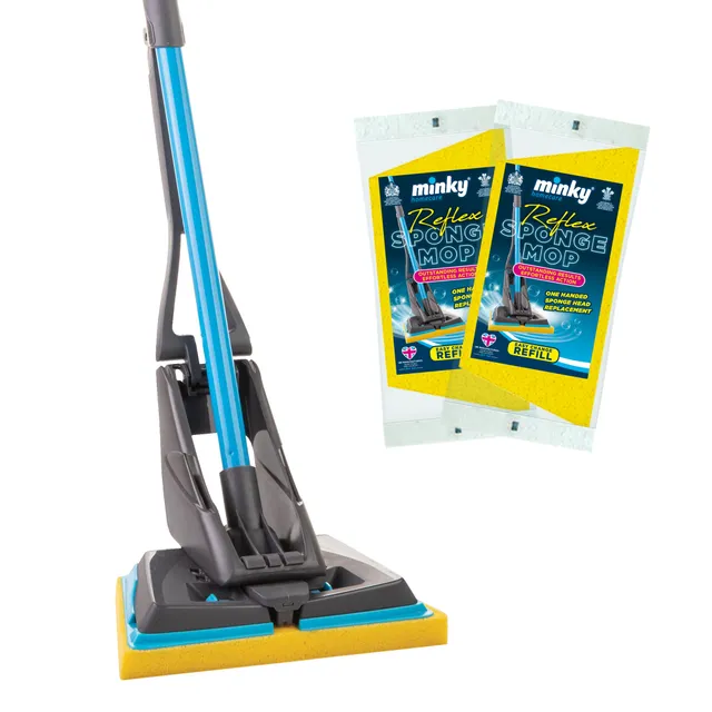 minky-reflex-sponge-mop-with-2-refills-effortless-wringing-action image 1