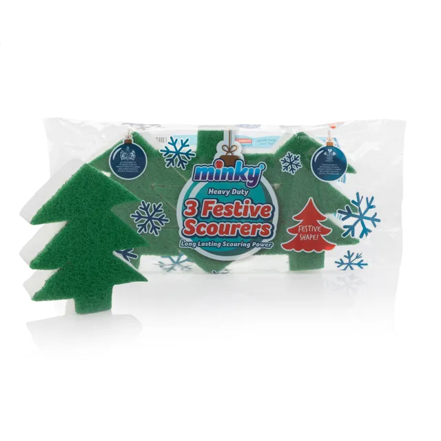 minky-festive-christmas-tree-scourers-3-pack-heavy-duty image 1