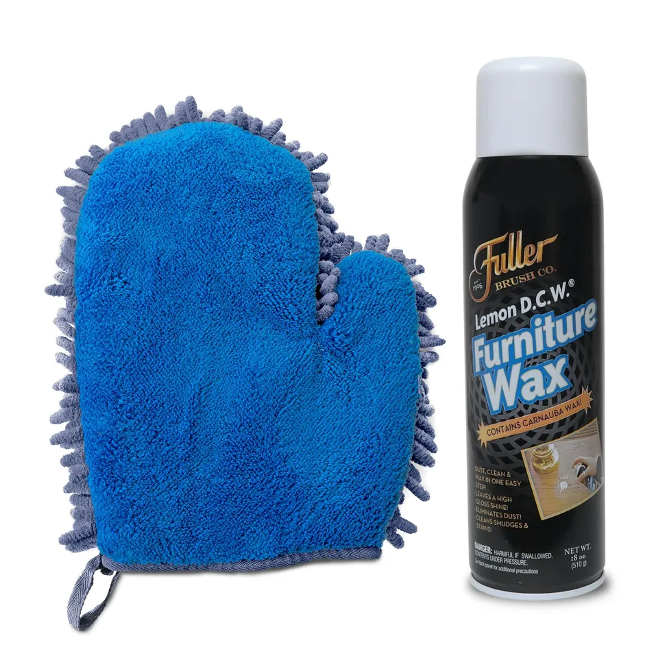 fuller-brush-lemon-dcw-furniture-wax-2-in-1-microfiber-mitt-kit-clean-wax-and-po image 1