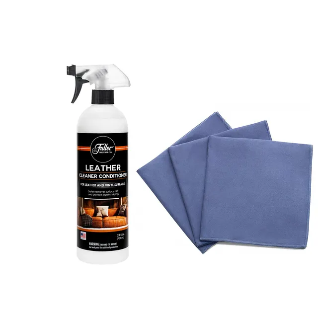 fuller-brush-leather-cleaner-conditioner-with-sprayer-suede-microfiber-cloths image 1