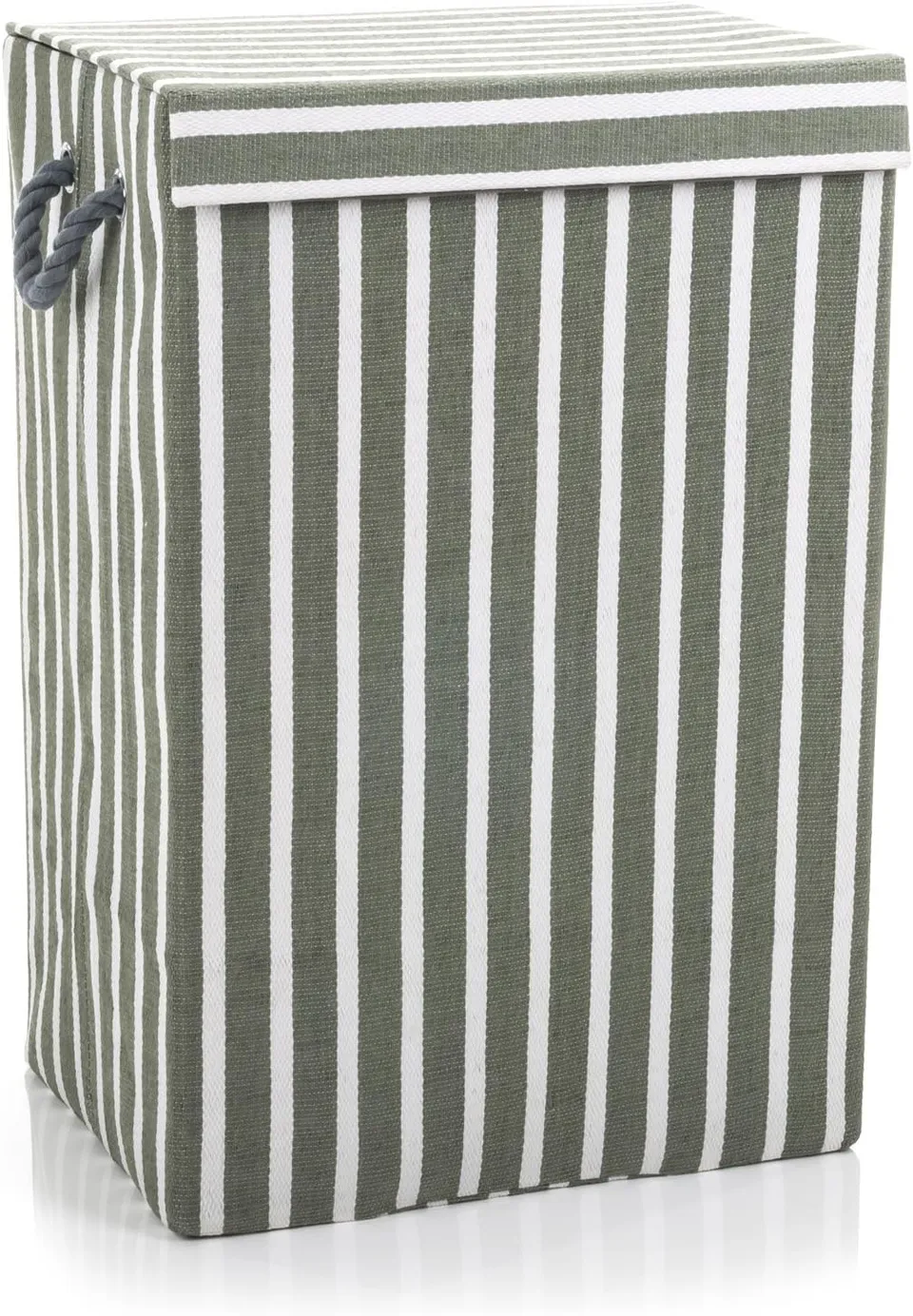 minky-72l-laundry-hamper-basket-green-stripe-40x30x60-cm image 1