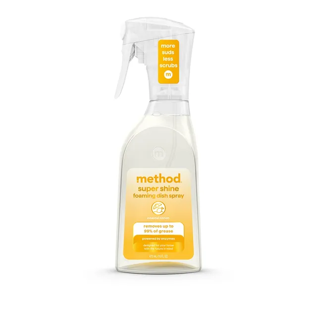 method-super-shine-foaming-dish-spray-coastal-citron-16-fl-oz-enzyme-powered image 1