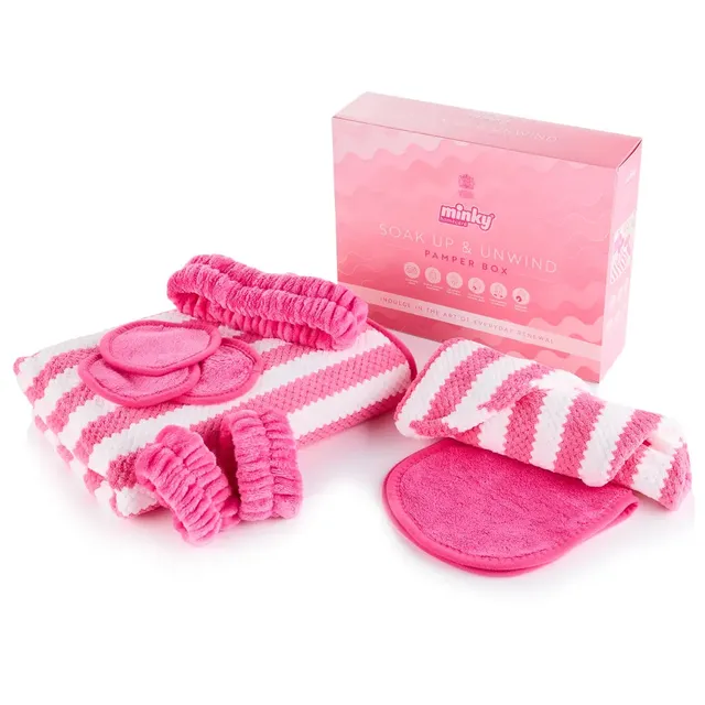 minky-soak-up-unwind-pamper-box-bath-towel-hair-turban-set image 1