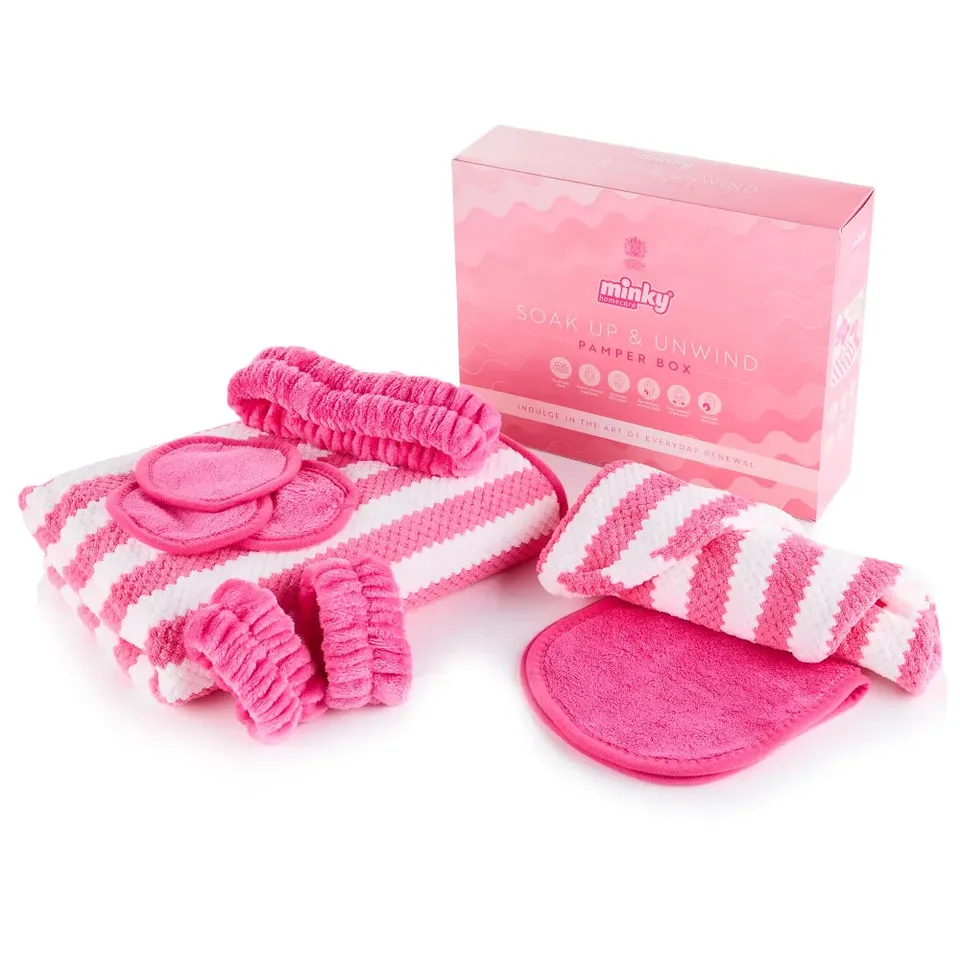 minky-soak-up-unwind-pamper-box-bath-towel-hair-turban-set image 1