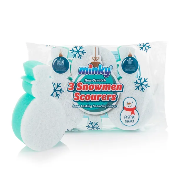 minky-non-scratch-christmas-snowmen-scourers-3-pack image 1