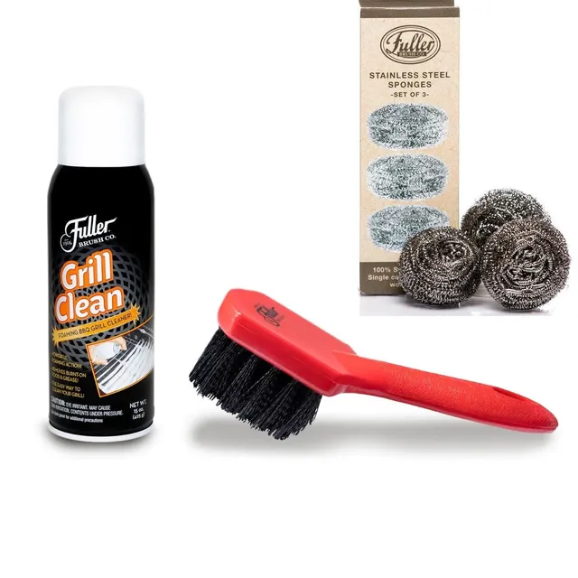 Fuller Brush Grill Clean Kit – Heavy-Duty BBQ Grill Brush & Stainless Steel Scrubber