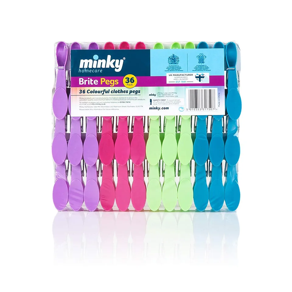 minky-36-brites-pegs-large-8cm-weatherproof-clothes-pegs-rust-resistant-colorful image 1