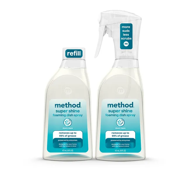 method-super-shine-foaming-dish-spray-starter-set-dewy-daze-32-fl-oz-1-x-16-oz-1 image 1