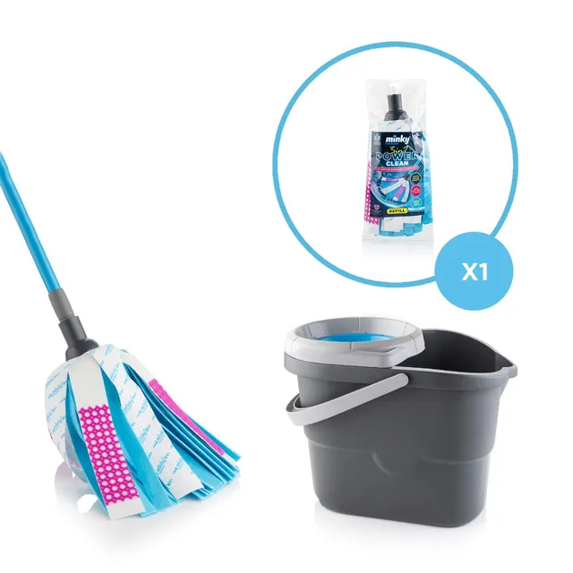 minky-3-in-1-power-clean-mop-vortex-bucket-with-free-refill-heads image 1