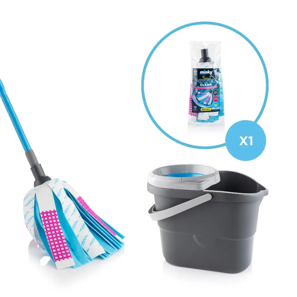 minky-3-in-1-power-clean-mop-vortex-bucket-with-free-refill-heads image 1