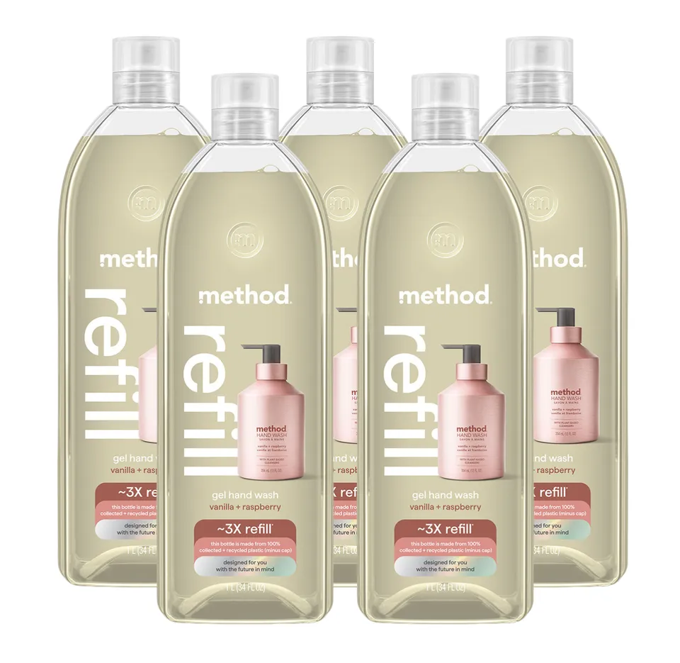 method-gel-hand-wash-refill-vanilla-raspberry-5-count-bundle-170-fl-oz-5-x-34-oz image 1