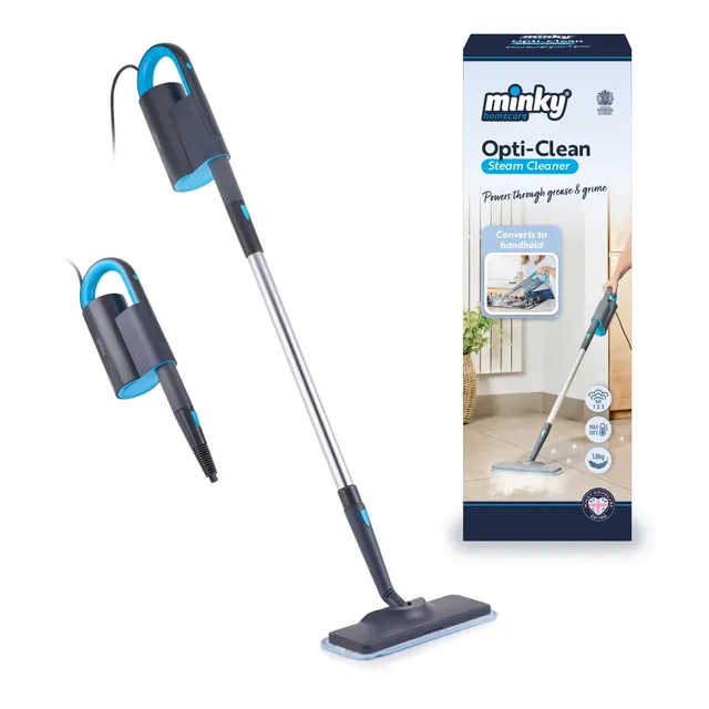 minky-opti-clean-steam-cleaner-handheld-floor-steam-mop-with-microfibre-heads image 1