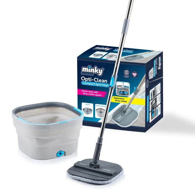 minky-opti-clean-compact-spin-mop-separate-clean-dirty-water-bucket-with-fold-fl image 1