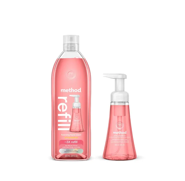 method-pink-grapefruit-foaming-hand-wash-starter-set-with-refill-38-oz-total image 1