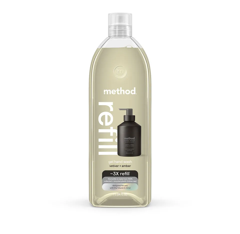 method-gel-hand-wash-refill-vetiver-amber-34-fl-oz-fills-2-8-bottles image 1