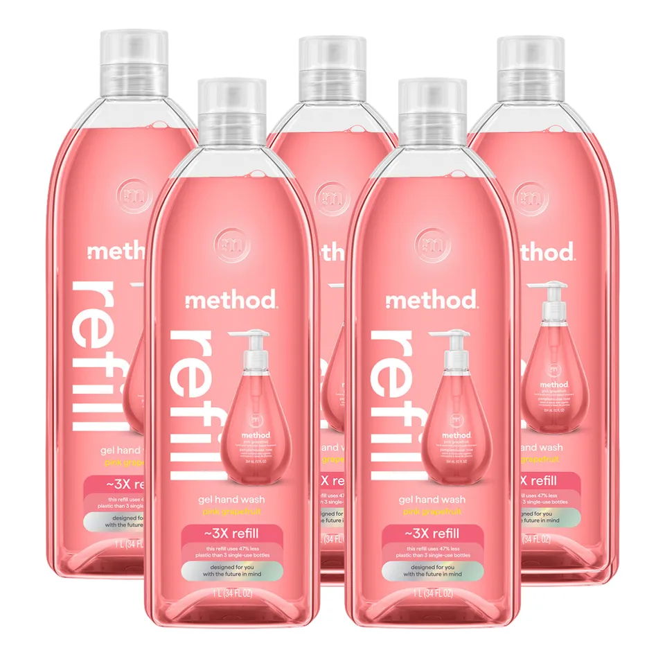 method-pink-grapefruit-gel-hand-wash-refill-5-count-bundle-170-fl-oz image 1
