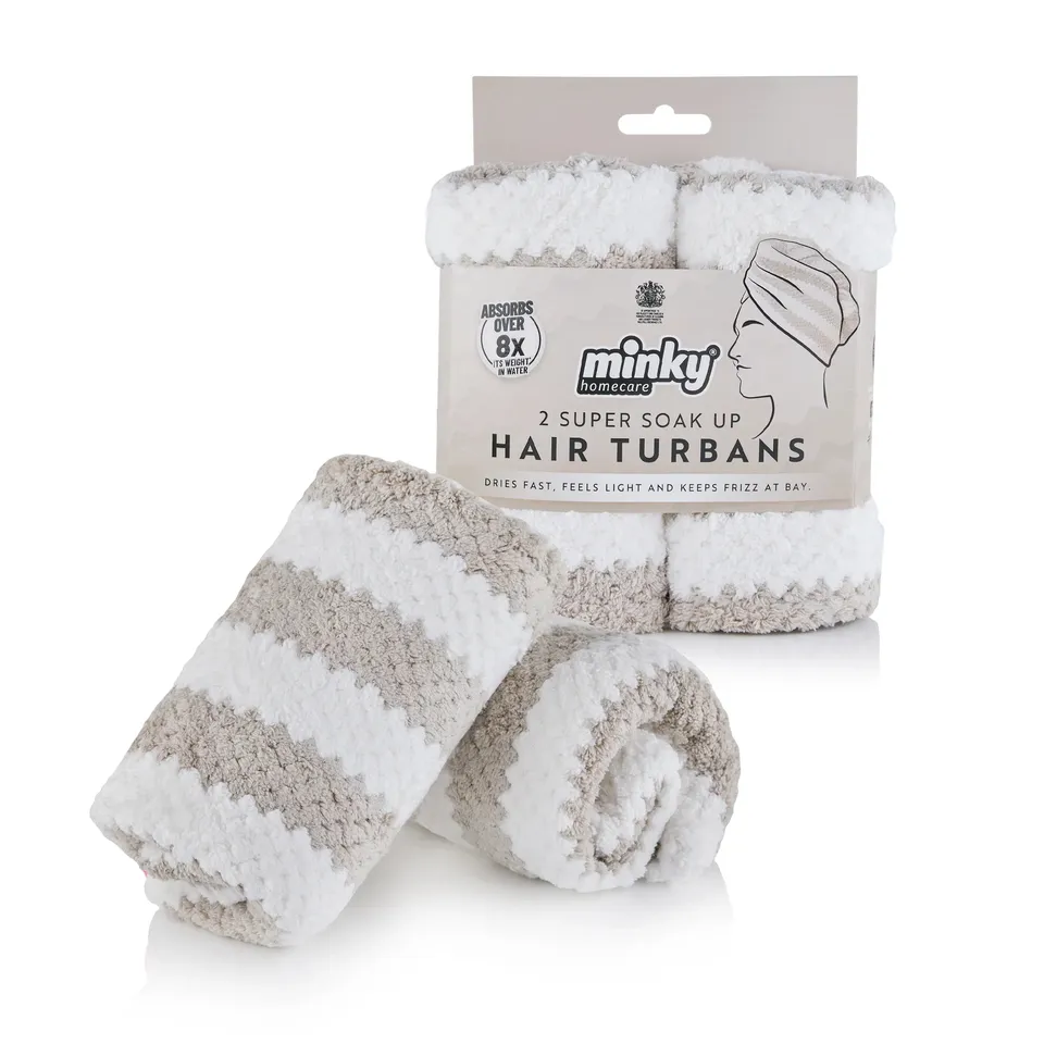 minky-super-soak-up-hair-turbans-2-pack-ultra-absorbent-microfibre-absorbs-8x-we image 1
