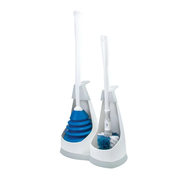 unger-ez-no-drip-combo-toilet-brush-and-plunger-set-with-carrying-caddy image 1