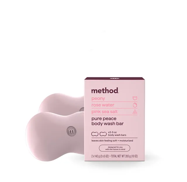 method-bar-soap-pure-peace-2-bars-5-oz-each-rose-water-peonies-sea-salt image 1