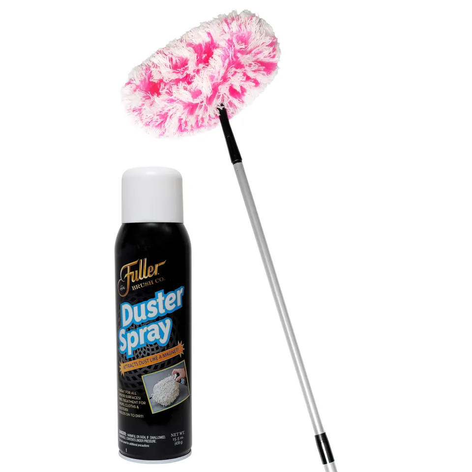fuller-brush-fuzzy-fan-duster-pink-with-telescopic-handle-duster-spray-one-pass- image 1
