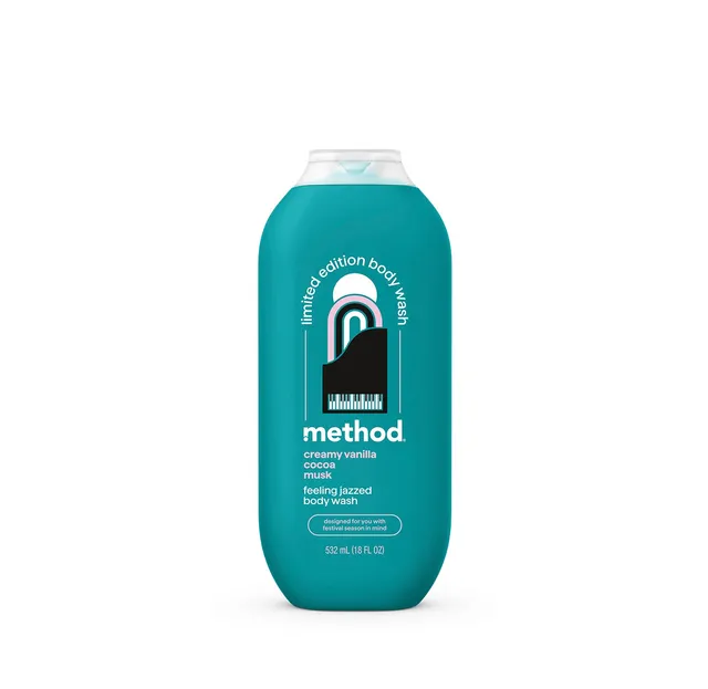 method-body-wash-feeling-jazzed-18-fl-oz-creamy-vanilla-cocoa-musk-scent-moistur image 1