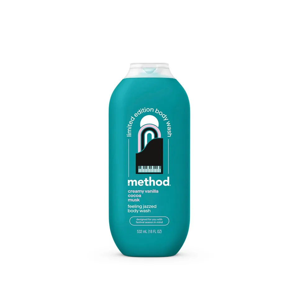 method-body-wash-feeling-jazzed-18-fl-oz-creamy-vanilla-cocoa-musk-scent-moistur image 1
