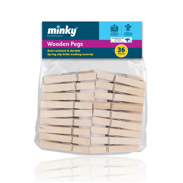 minky-wooden-clothes-pegs-with-spring-clips-36-pack image 1