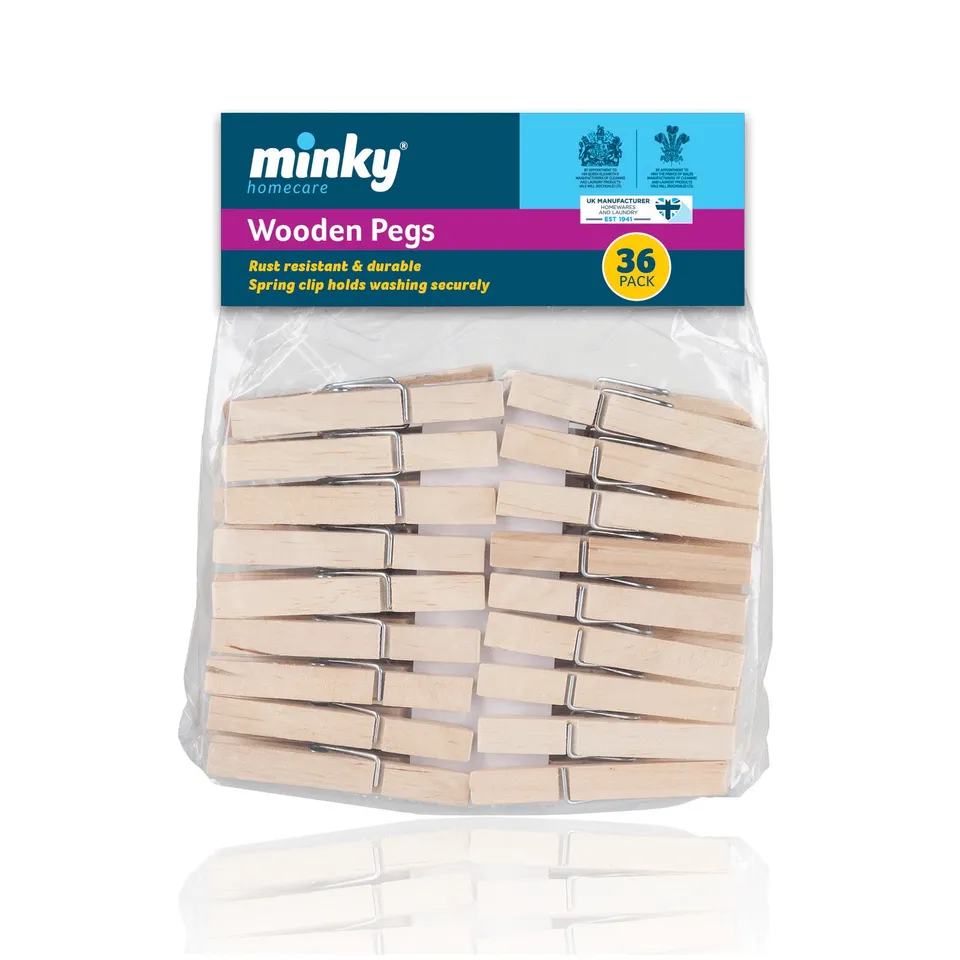 minky-wooden-clothes-pegs-with-spring-clips-36-pack image 1