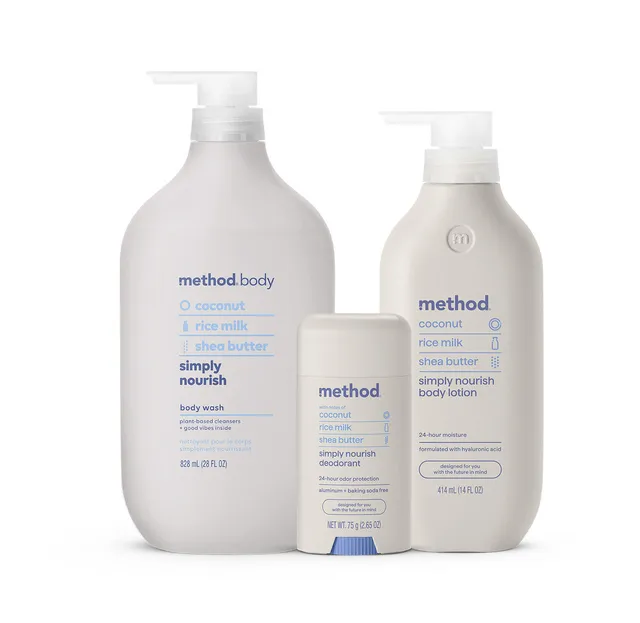 method-body-bundle-simply-nourish-body-wash-28-oz-lotion-14-oz-deodorant-2-65-oz image 1