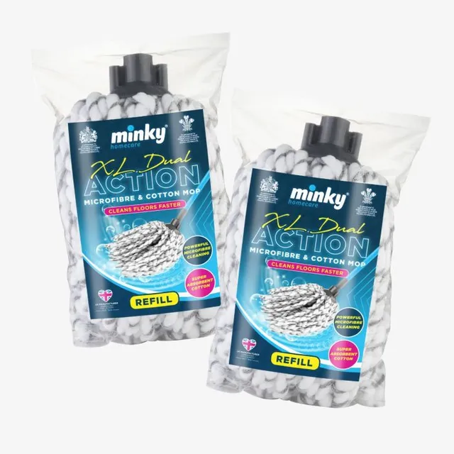 minky-xl-dual-action-mop-refills-2-pack-microfibre-cotton-replacement-heads image 1