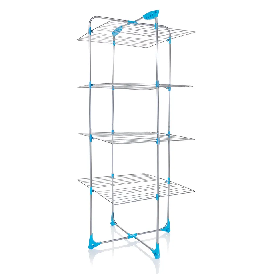 minky-40m-tower-clothes-airer-4-tier-foldable-with-corner-hangers image 1