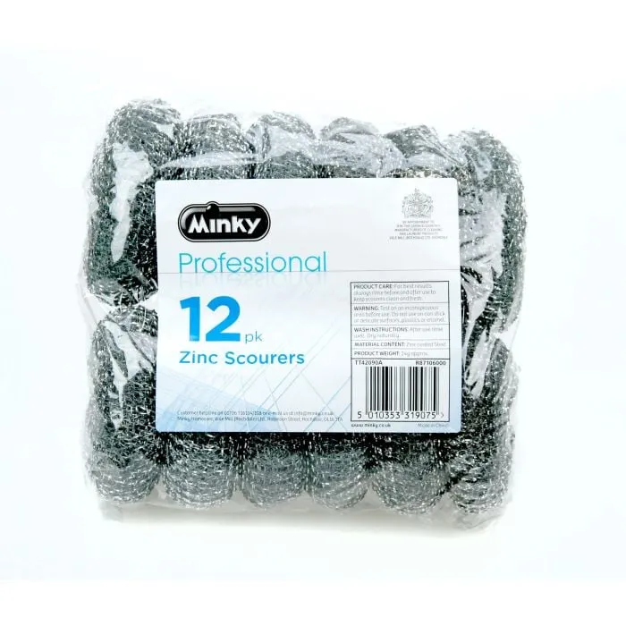 minky-professional-zinc-scourers-12-pack-heavy-duty-rust-resistant-scouring-pads image 1