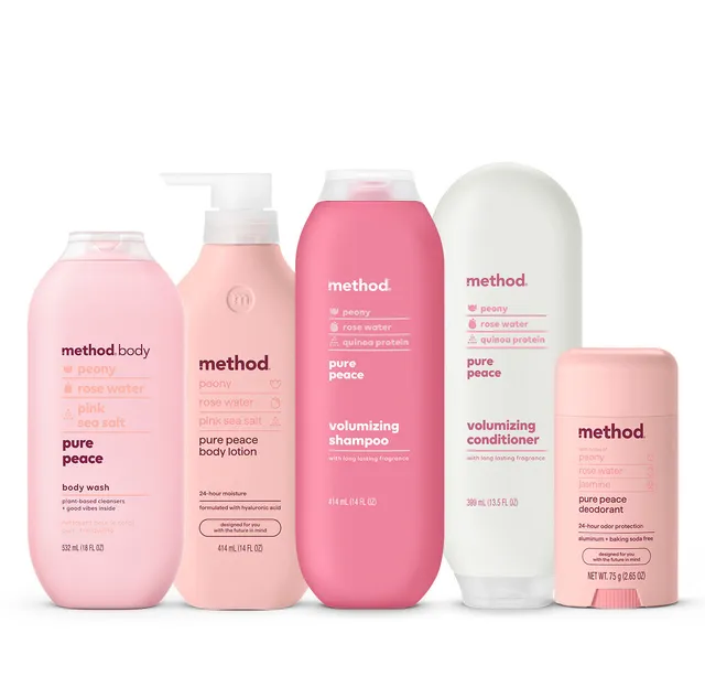 method-pure-peace-body-hair-bundle-62-15-oz-shampoo-conditioner-body-wash-deodor image 1