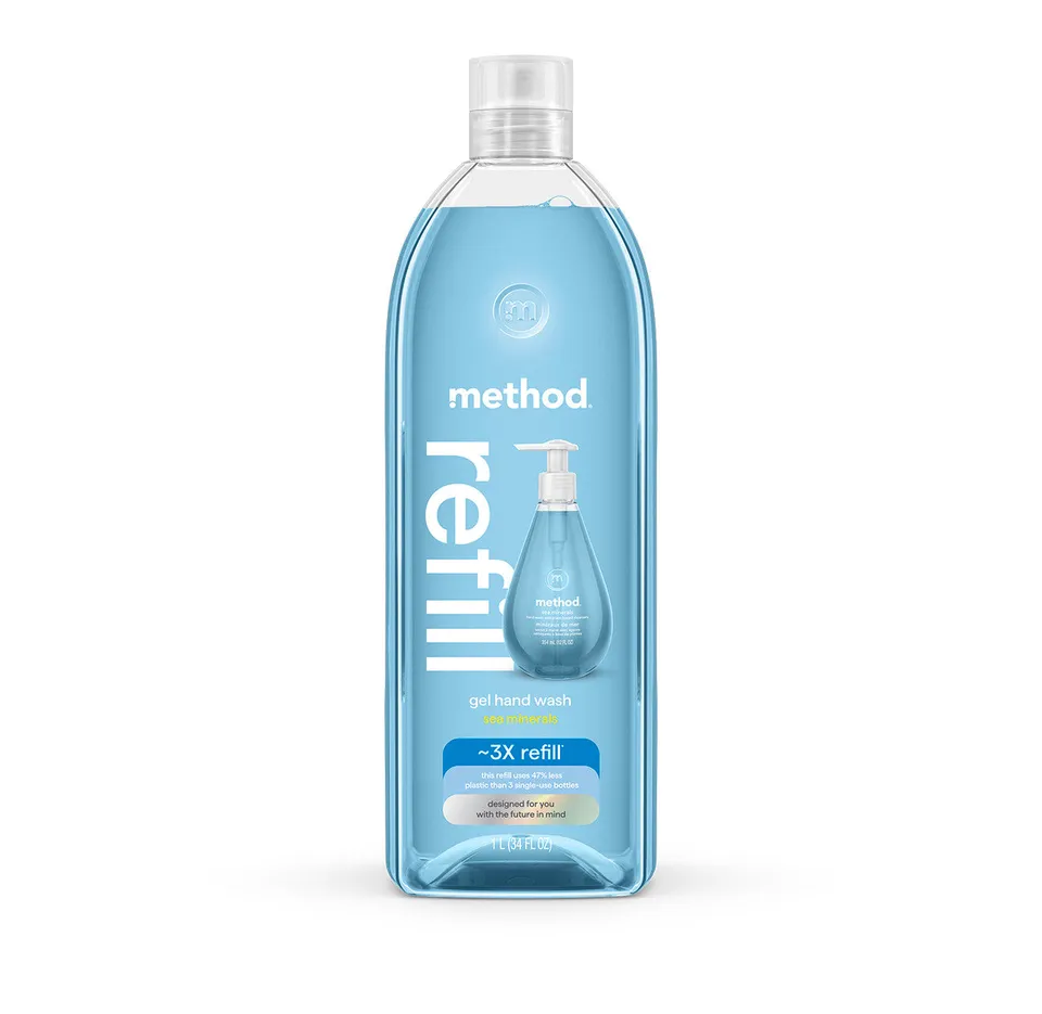 method-gel-hand-wash-refill-sea-minerals-34-fl-oz-28-oz-2-8x-refills image 1