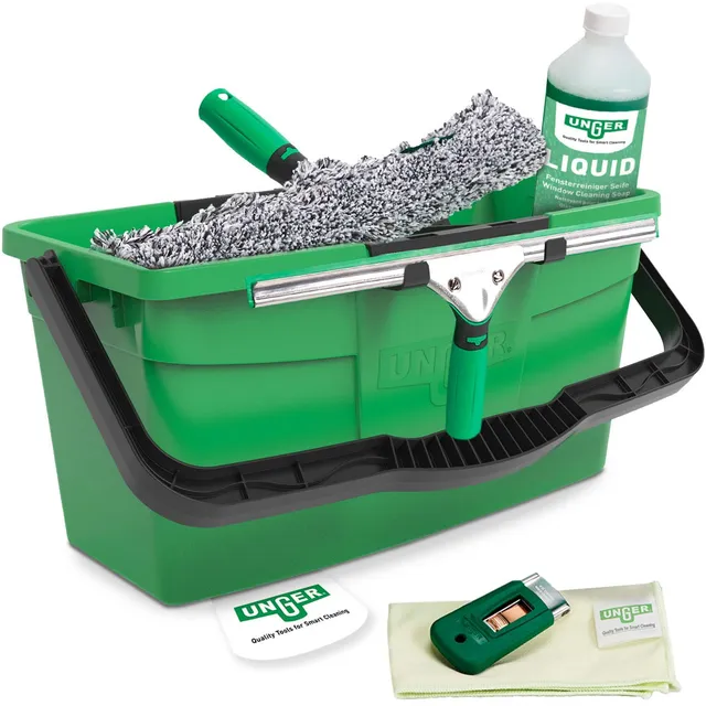 unger-ak015-pro-window-cleaning-kit-with-power-washer-ergotec-squeegee-bucket-an image 1