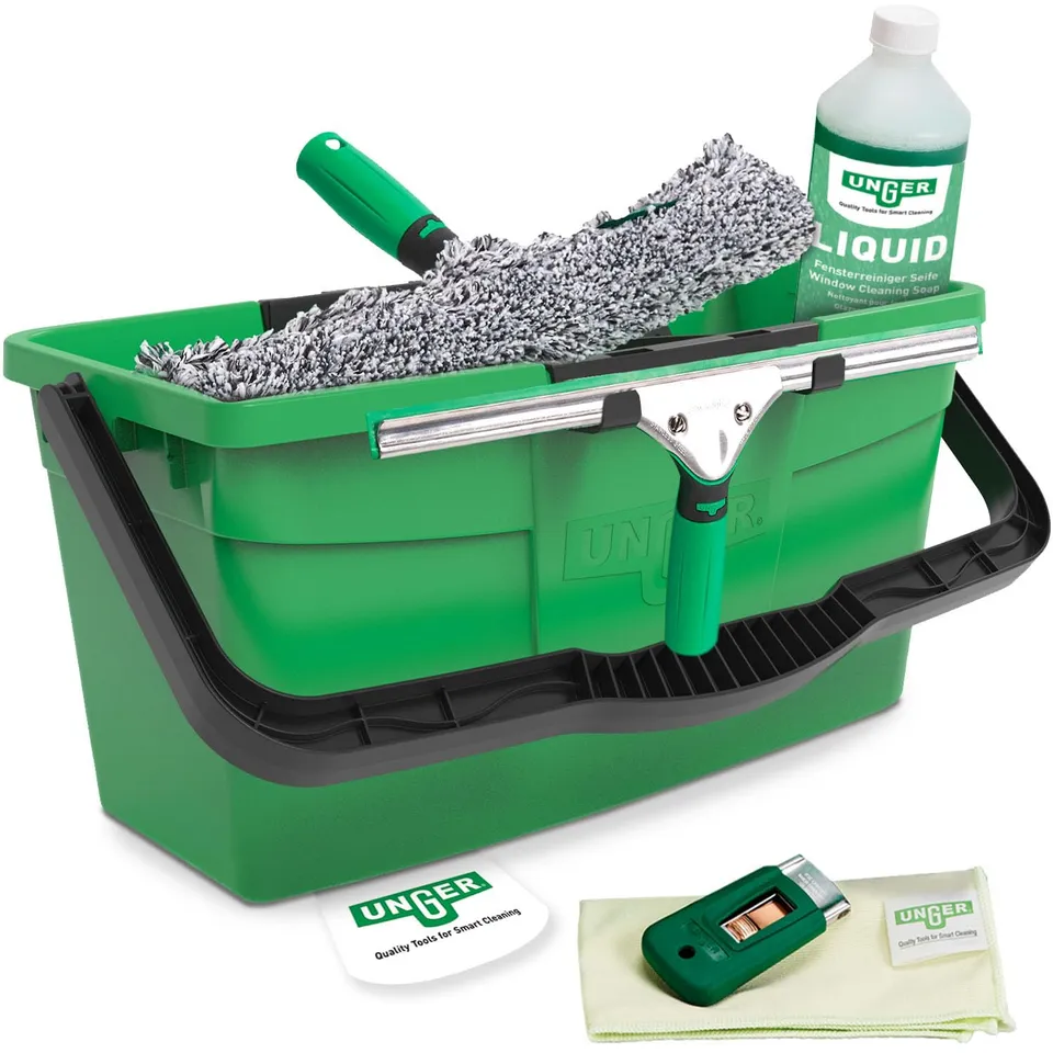 unger-ak015-pro-window-cleaning-kit-with-power-washer-ergotec-squeegee-bucket-an image 1