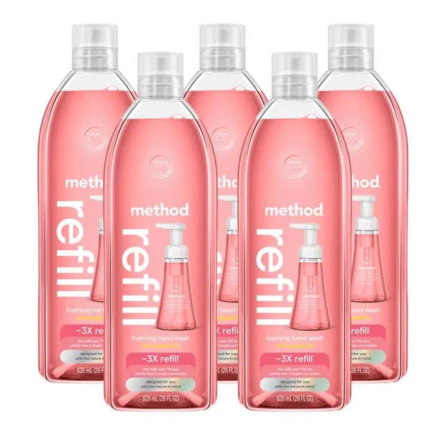 method-pink-grapefruit-foaming-hand-wash-refill-5-count-bundle-140-fl-oz image 1