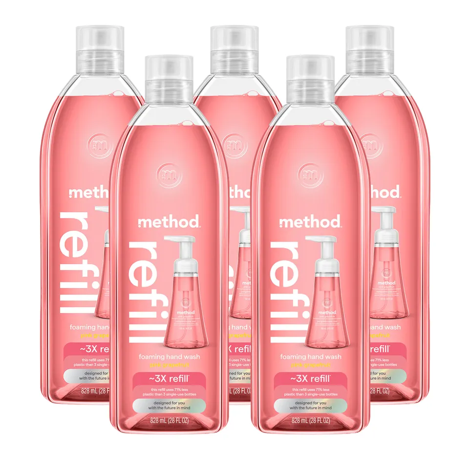method-pink-grapefruit-foaming-hand-wash-refill-5-count-bundle-140-fl-oz image 1