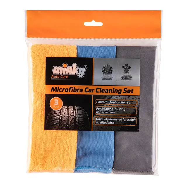minky-microfibre-car-cleaning-set-3-triple-action-cloths-for-car-paint-polish-du image 1
