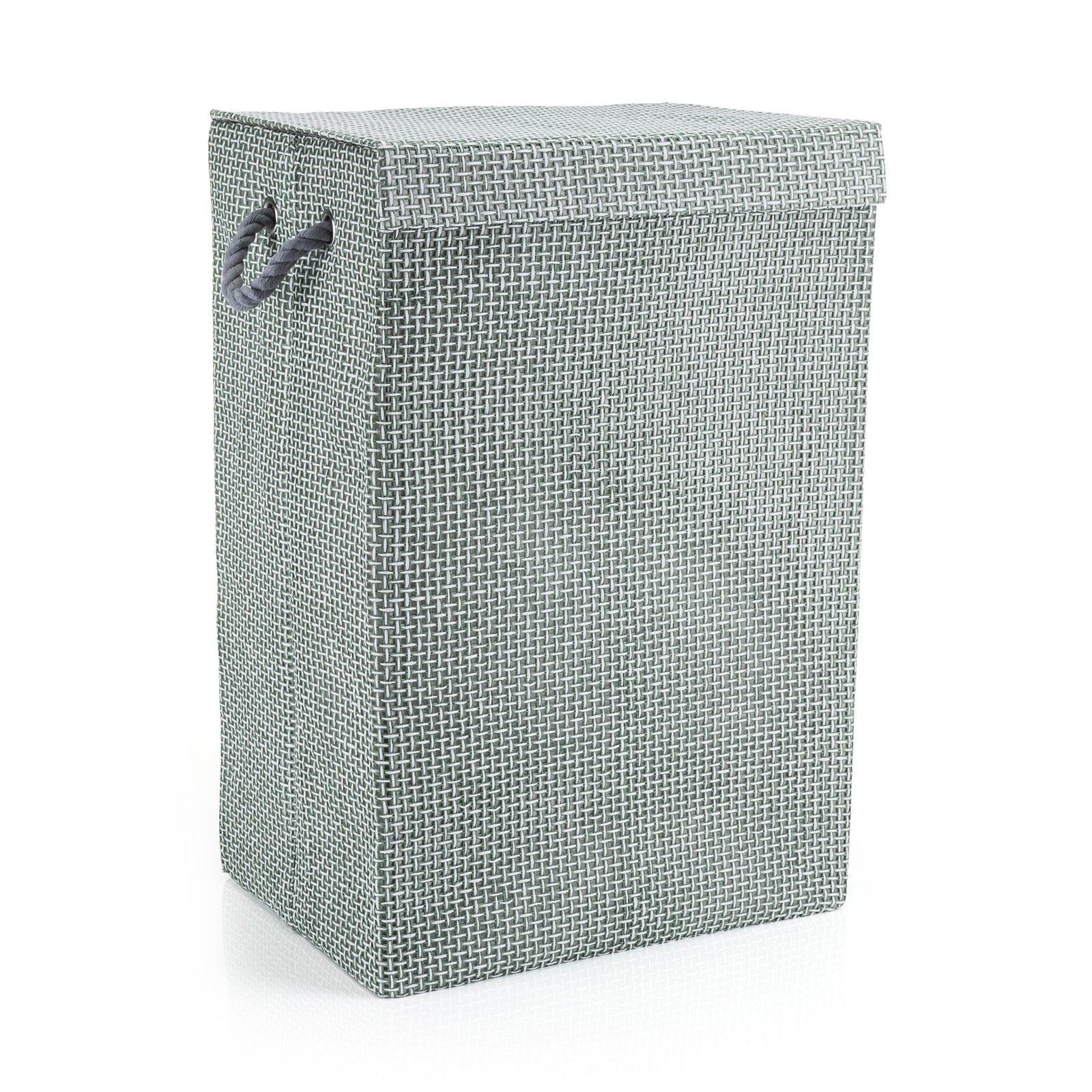 minky-72l-laundry-hamper-basket-grey-check-fabric-collapsible-40x30x60cm image 1