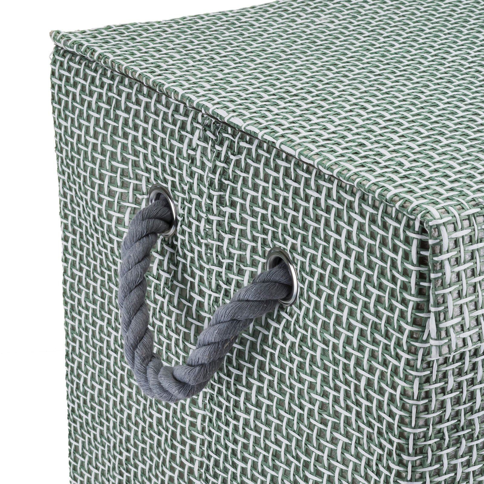 minky-72l-laundry-hamper-basket-grey-check-fabric-collapsible-40x30x60cm image 3