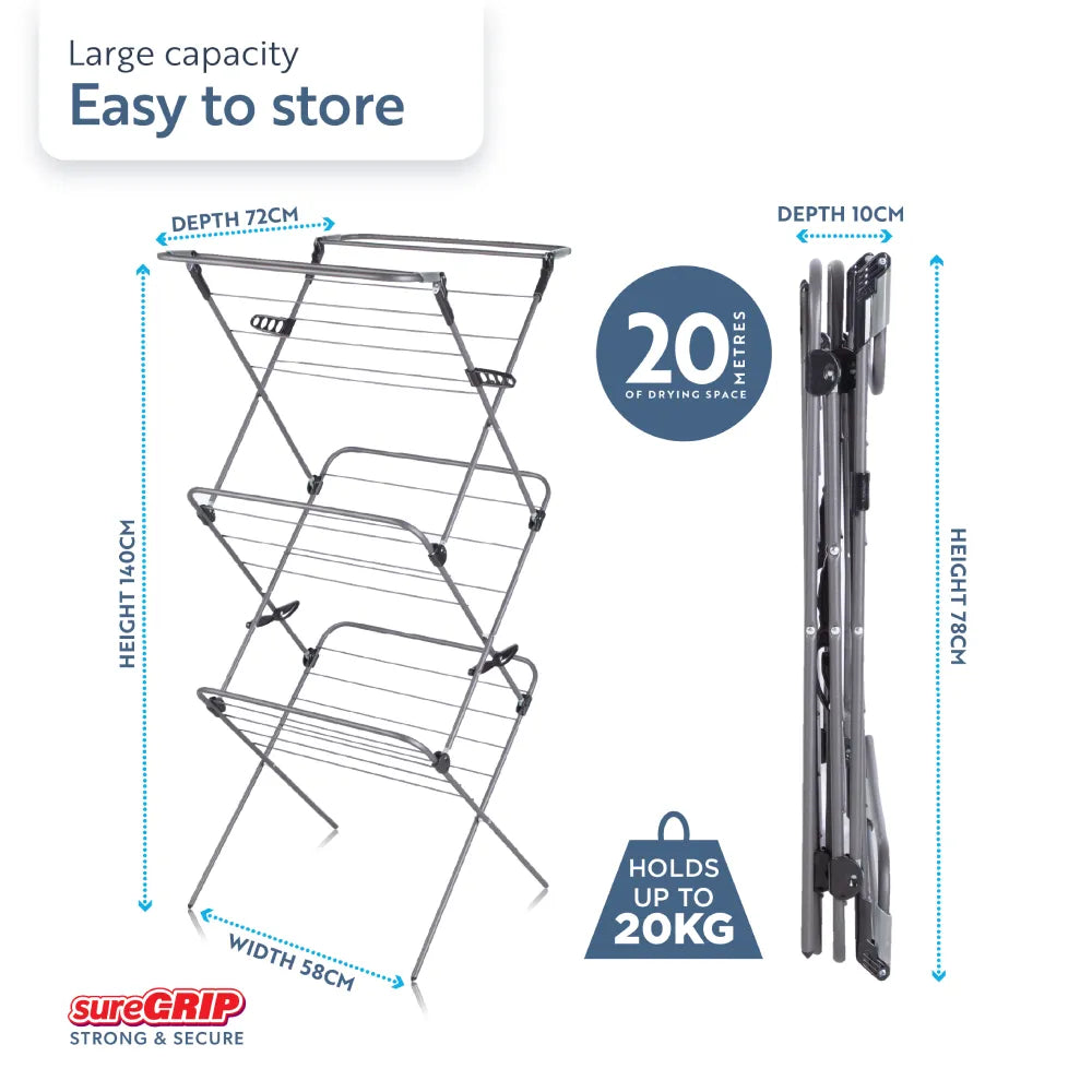 minky-premium-suregrip-long-dry-airer-3-tier-non-slip-rungs image 3