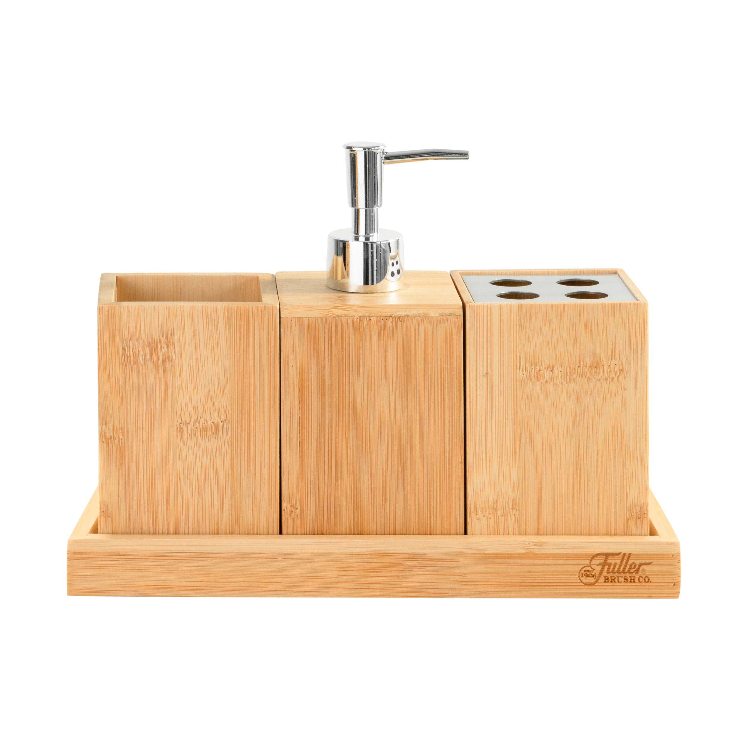 fuller-brush-bamboo-bathroom-counter-set-4-pieces-soap-lotion-dispenser-toothbru image 6