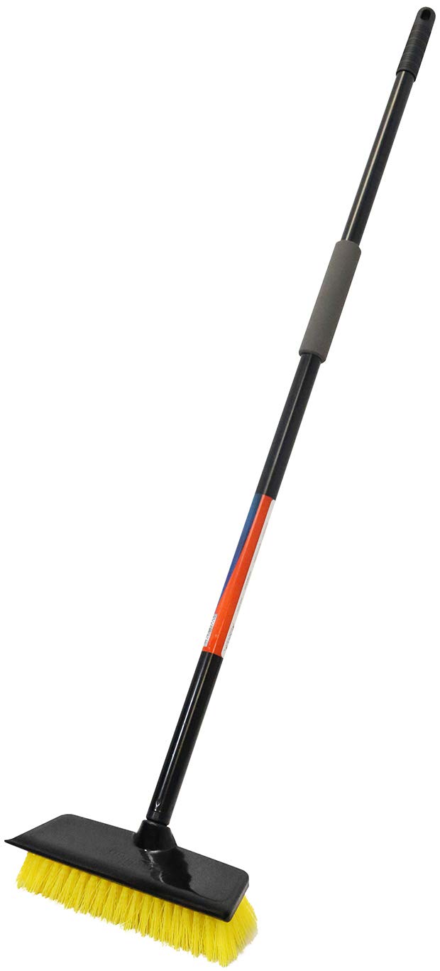 unger-outdoor-deck-scrub-brush-and-squeegee-with-45-pole-stiff-nylon-bristles-bu image 1