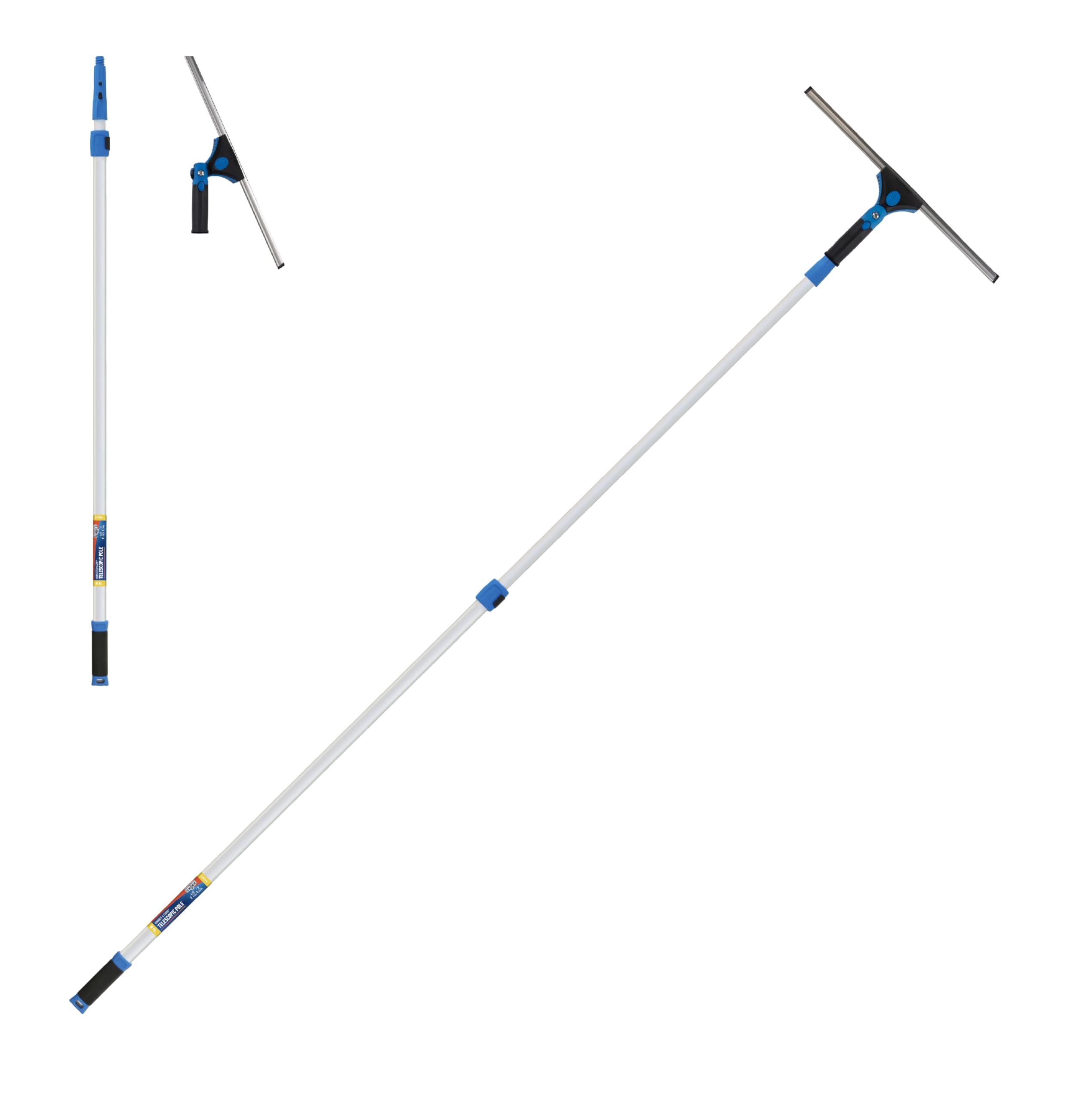 unger-professional-connect-clean-18-inch-grip-swivel-window-squeegee-with-8-foot image 1