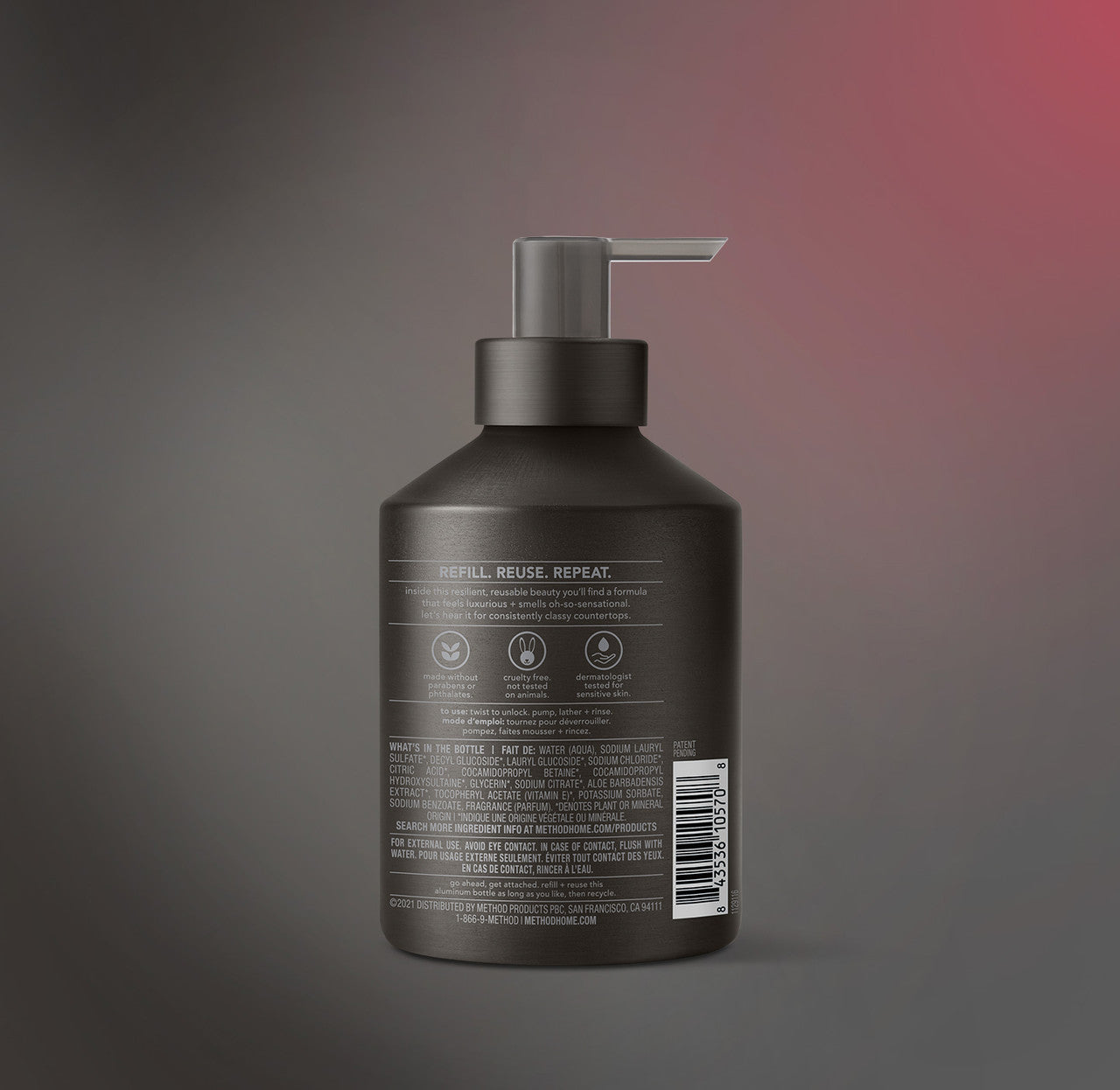 method-gel-hand-wash-vetiver-amber-12-fl-oz-refillable-aluminum-bottle image 3