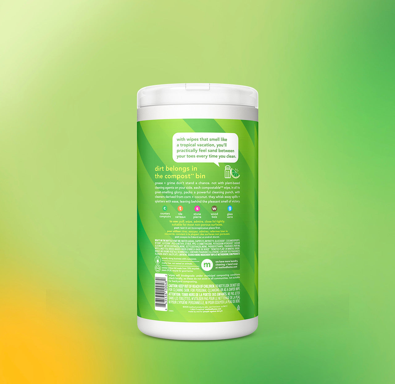 method-all-purpose-cleaning-wipes-lime-sea-salt-70-count-compostable image 3
